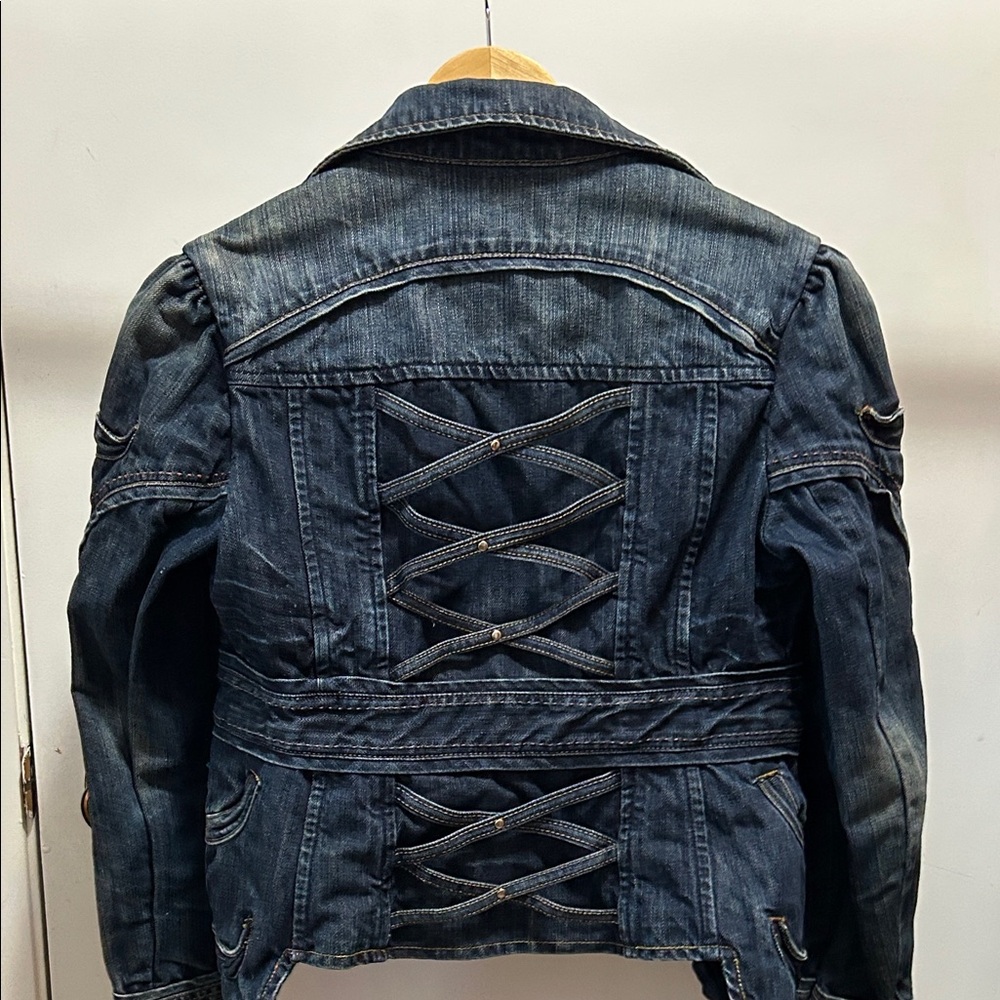 Mercer & Madison Vintage Navy Embellished Denim Jacket